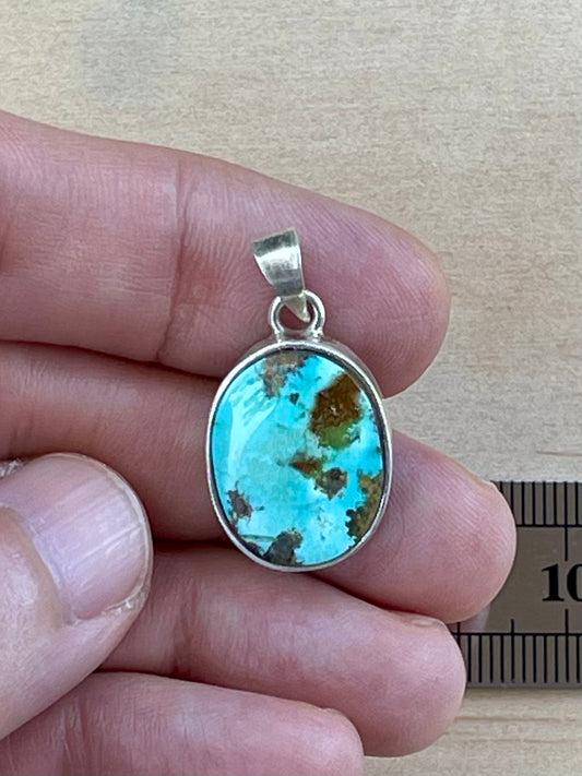 Persian Turquoise Silver Pendant From Neishabour Mine, Iran. Natural, Not-stabilised #P5