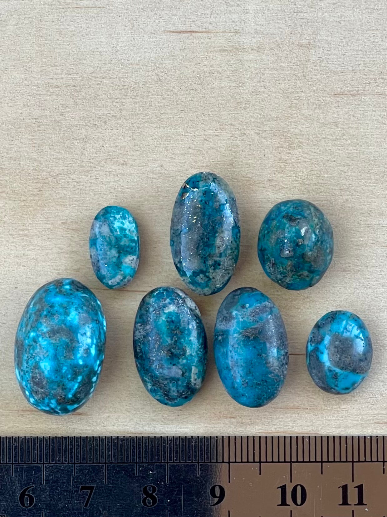 Seven 7 Turquoise Cabochon Stones from Kerman Mine, Iran. #K9