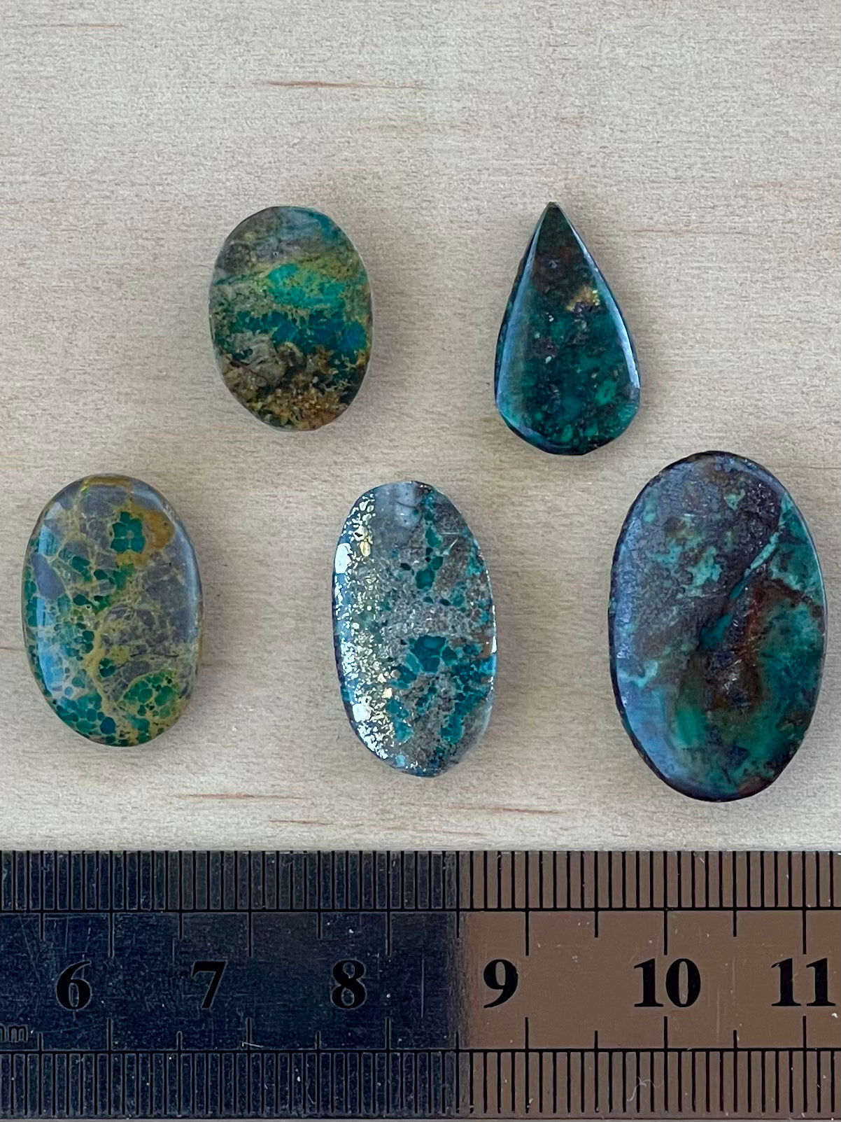 Five 5 Unusual Green Turquoise Stones from Kerman Mine, Iran. #K12