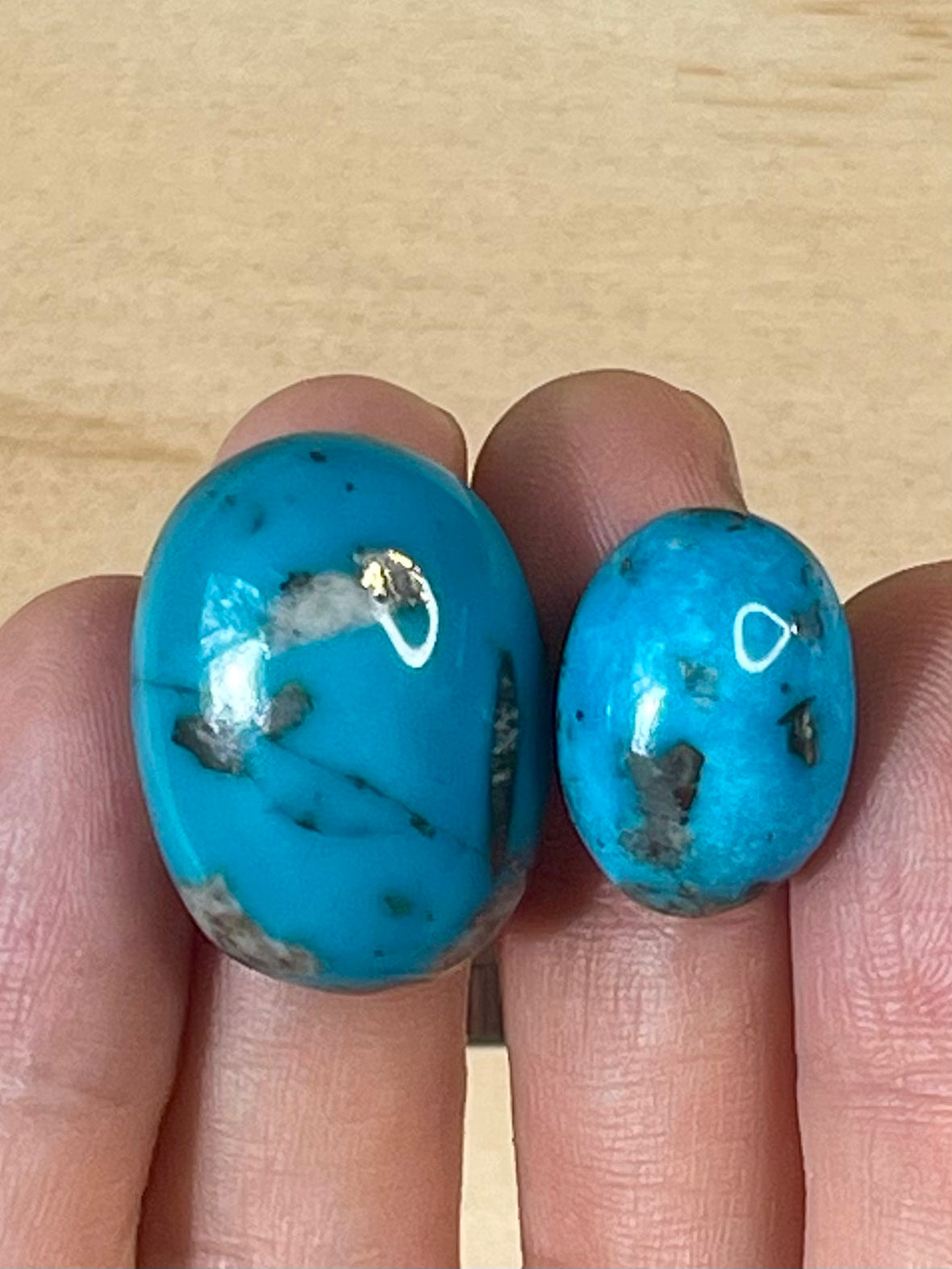 2 Amazing Turquoise Stones from Kerman Mine, Iran with Lovely Colours (#K15)