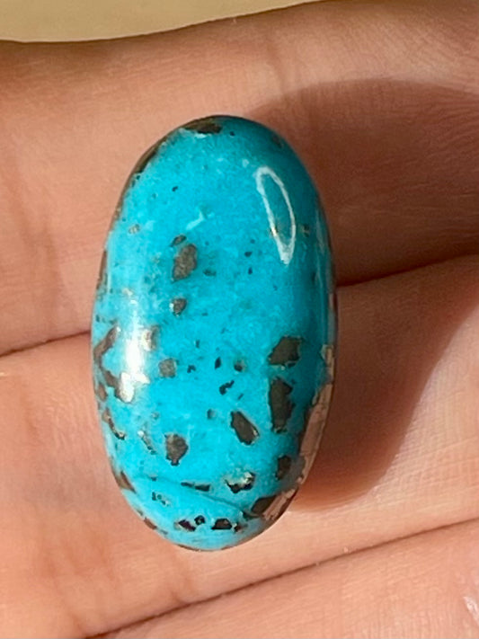 2 Amazing Turquoise Stones from Kerman Mine, Iran. With Golden Pyrite (#K16)