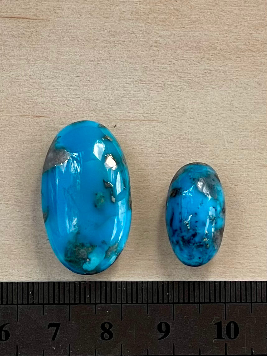 2 Amazing Turquoise Stones from Kerman Mine, Iran. With Golden Pyrite (#K25)