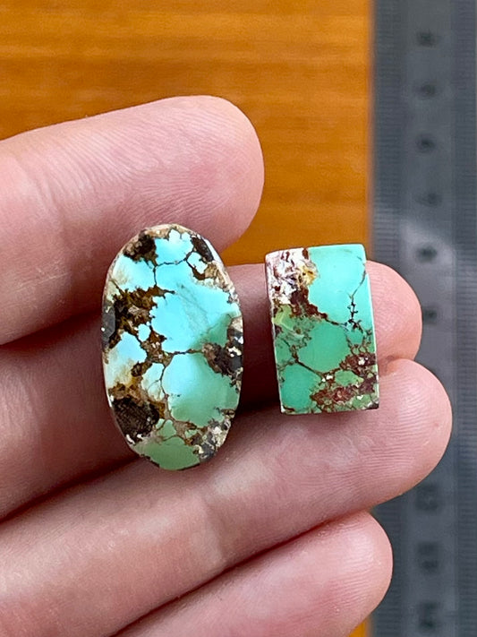 2 Fantastic Polychrome Persian Turquoise Stones – Neishabour Mine, Iran, Not-stabilized (#N50)