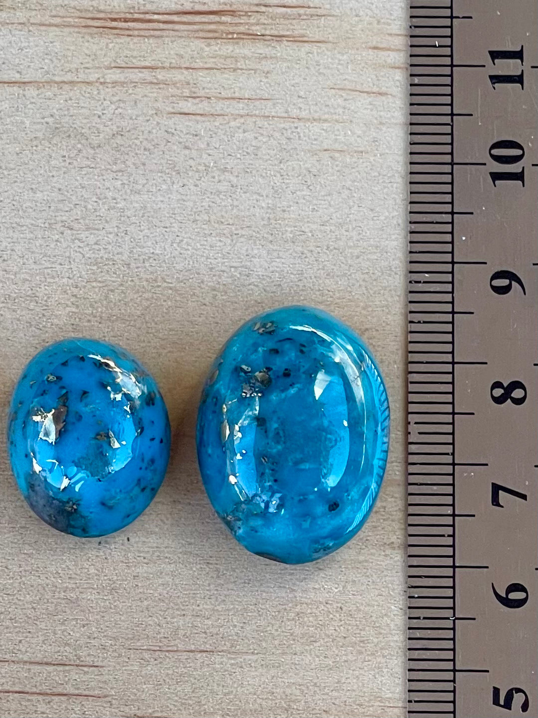 ✨ 2 Stunning Iranian Turquoise Cabochons – With Golden Pyrite Kerman Mine ✨ #K41