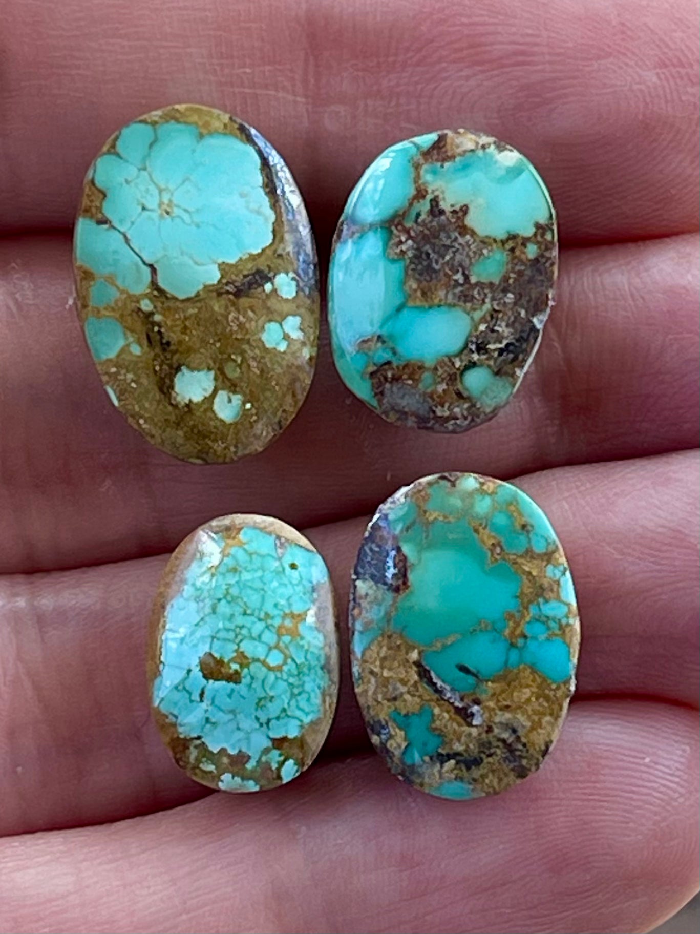 4 Amazing Natural Persian Turquoise Stones – Neishabour Mine, Iran, Not-stabilized (#N55)