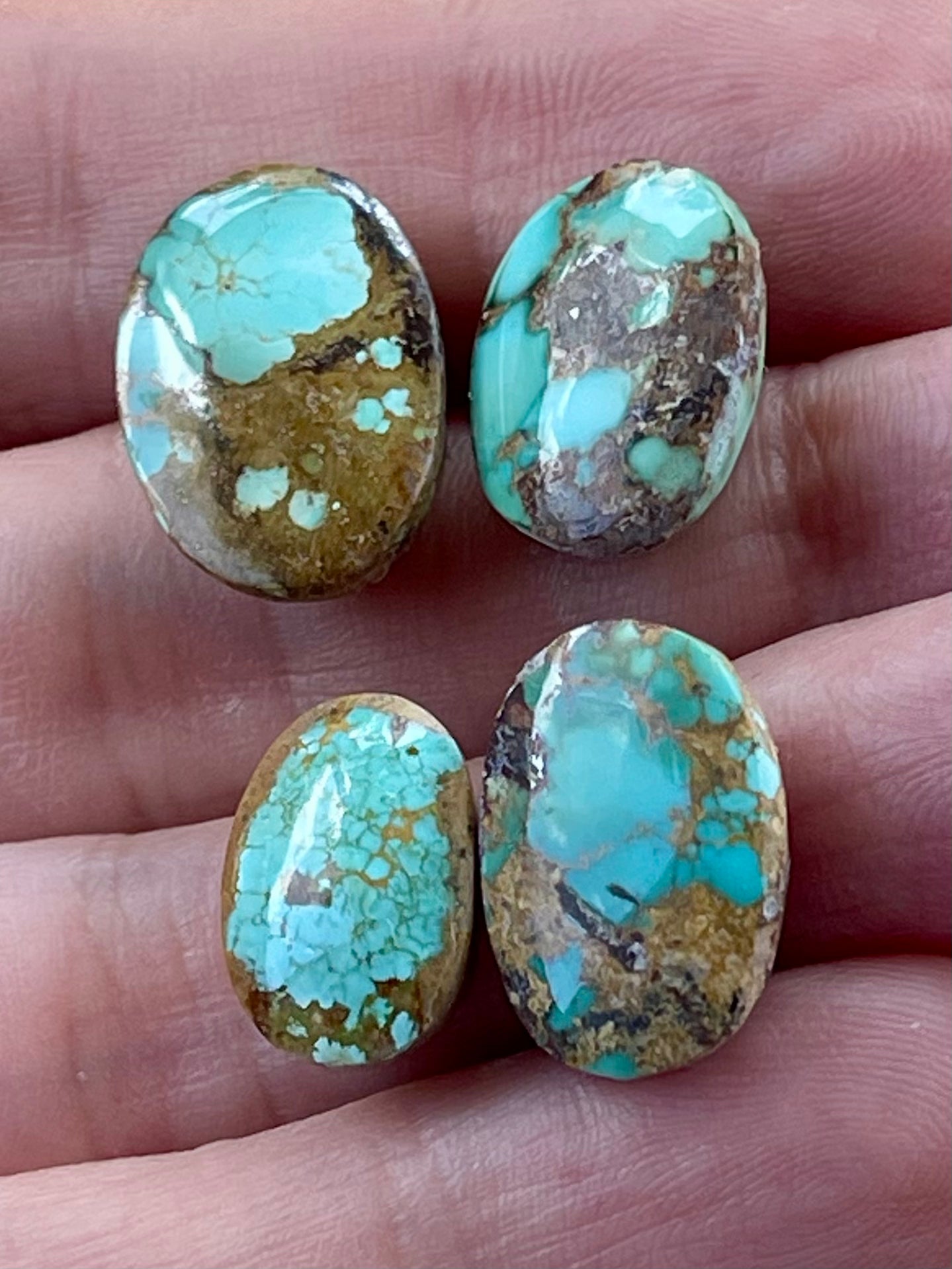 4 Amazing Natural Persian Turquoise Stones – Neishabour Mine, Iran, Not-stabilized (#N55)