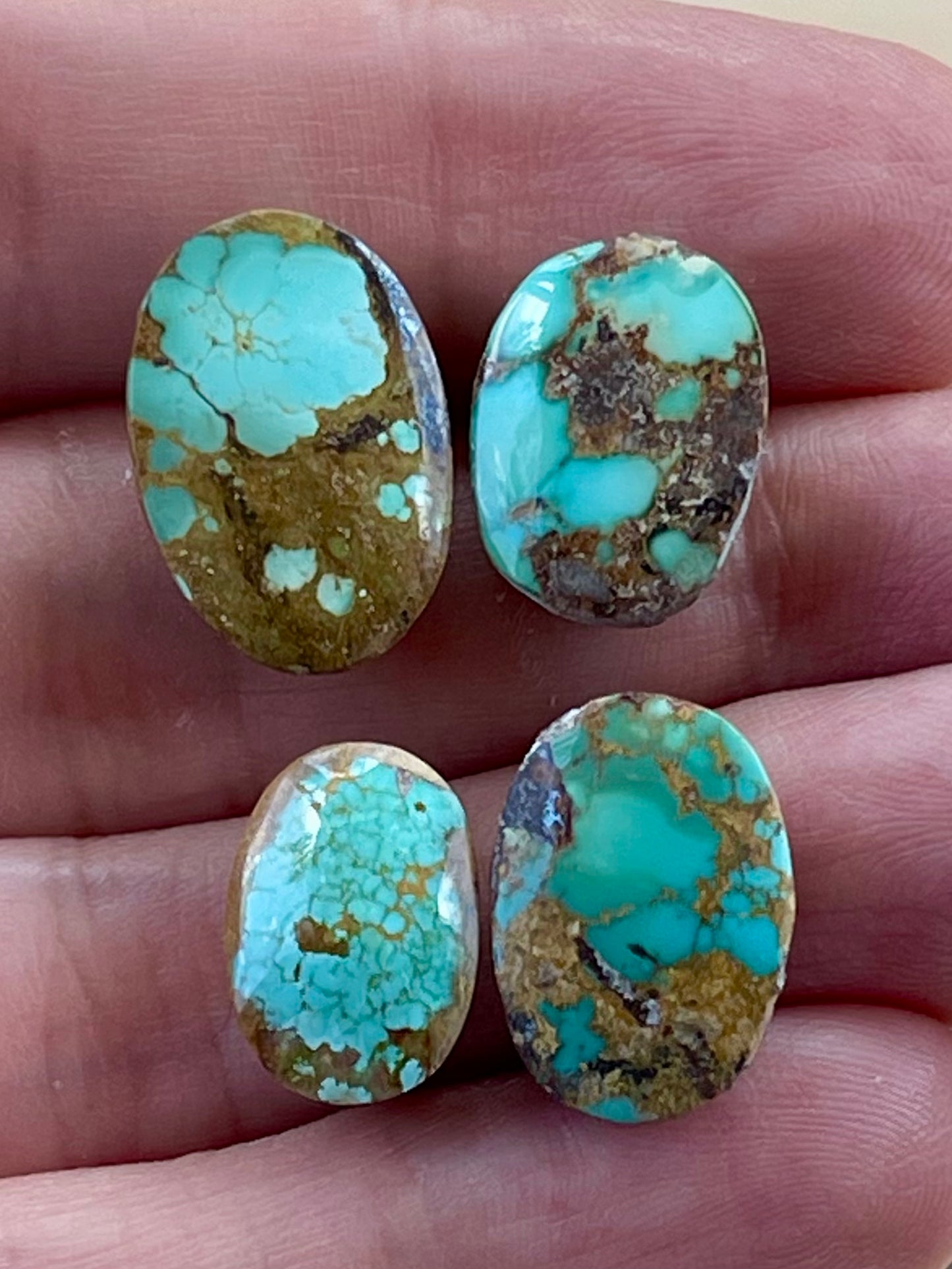 4 Amazing Natural Persian Turquoise Stones – Neishabour Mine, Iran, Not-stabilized (#N55)