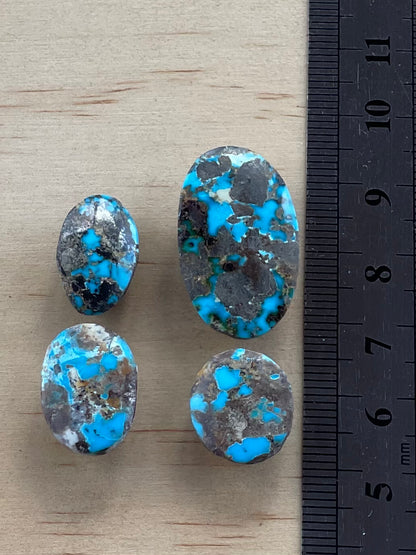 ✨ Stunning Natural Persian Turquoise – Rare Set of Four (Neishabour Mine) ✨ (#N56)