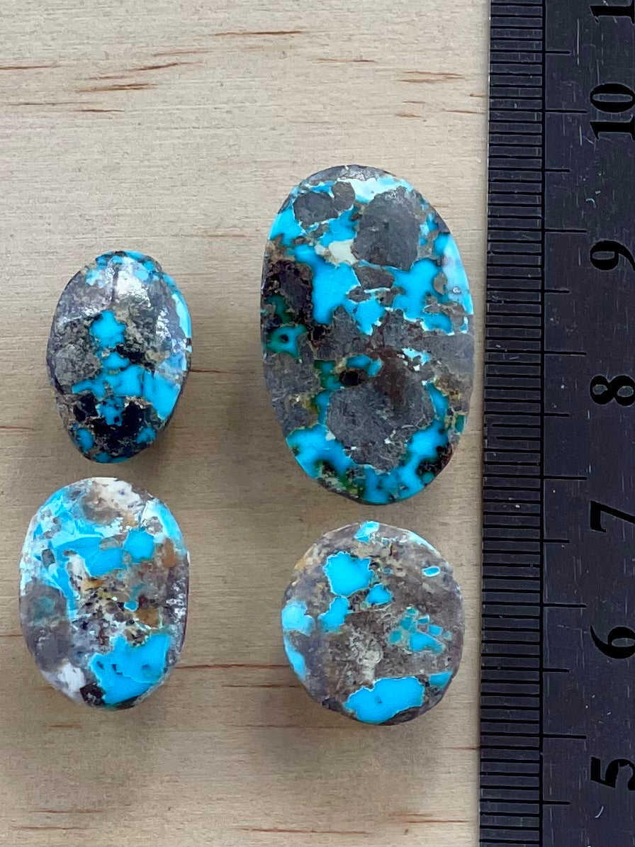✨ Stunning Natural Persian Turquoise – Rare Set of Four (Neishabour Mine) ✨ (#N56)