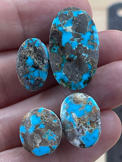 ✨ Stunning Natural Persian Turquoise – Rare Set of Four (Neishabour Mine) ✨ (#N56)