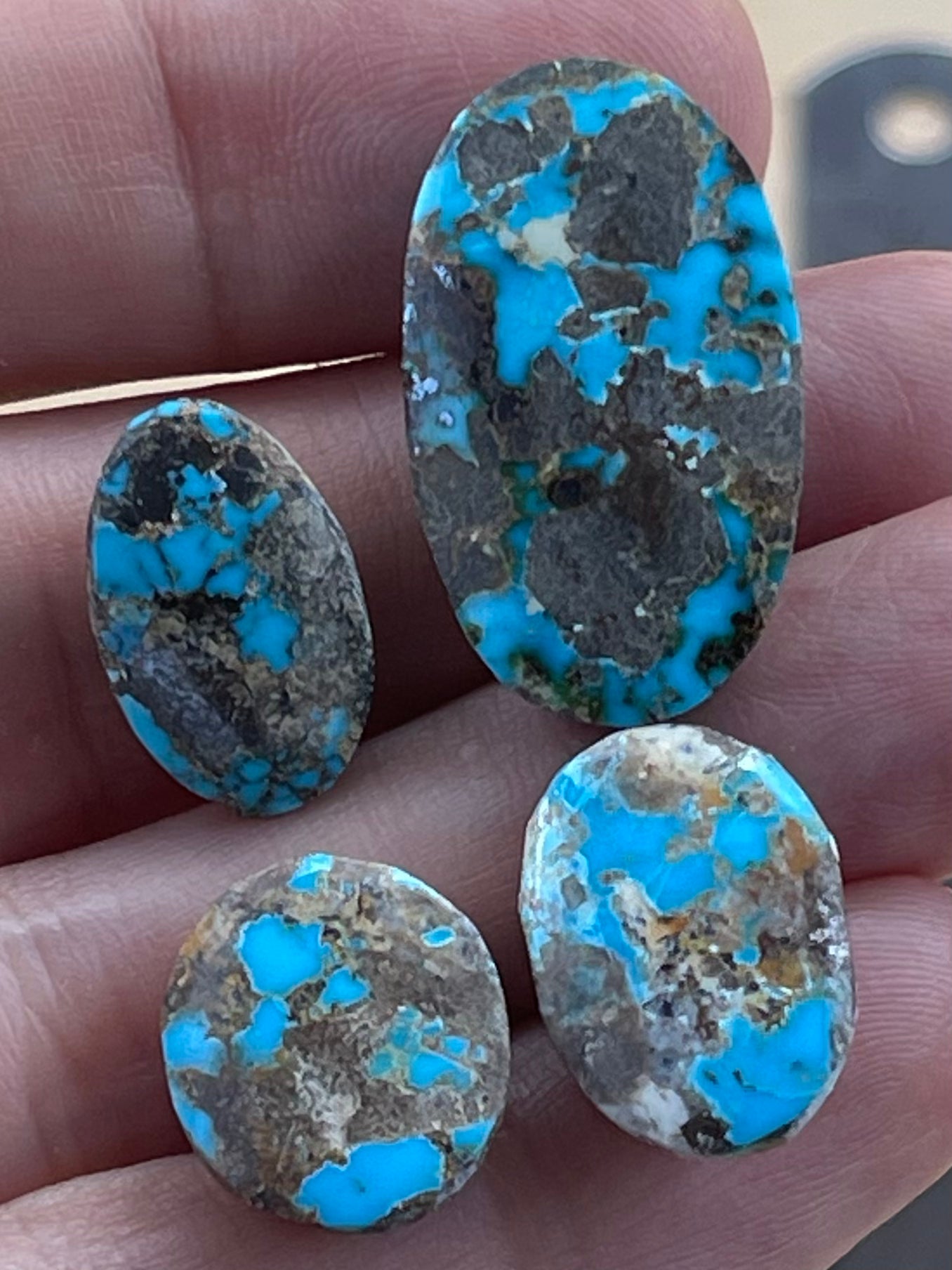 ✨ Stunning Natural Persian Turquoise – Rare Set of Four (Neishabour Mine) ✨ (#N56)