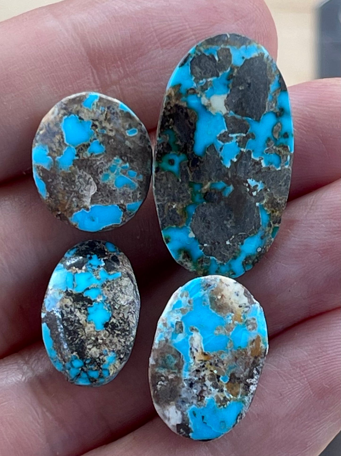 ✨ Stunning Natural Persian Turquoise – Rare Set of Four (Neishabour Mine) ✨ (#N56)