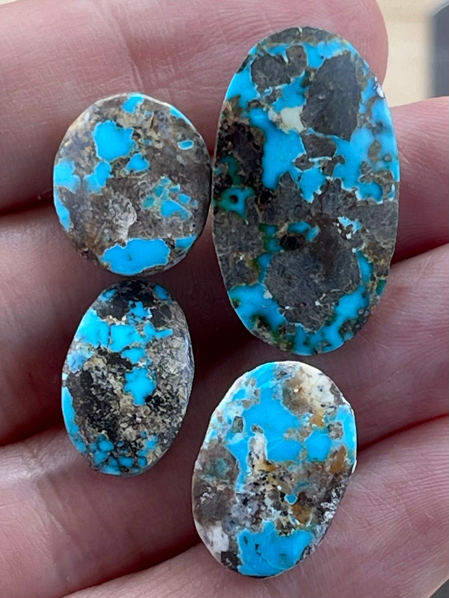 ✨ Stunning Natural Persian Turquoise – Rare Set of Four (Neishabour Mine) ✨ (#N56)