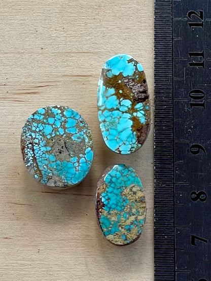 3 Rare Natural Spiderweb Persian Turquoise Stones – Neishabour Mine, Iran, Not-stabilized (#N59)