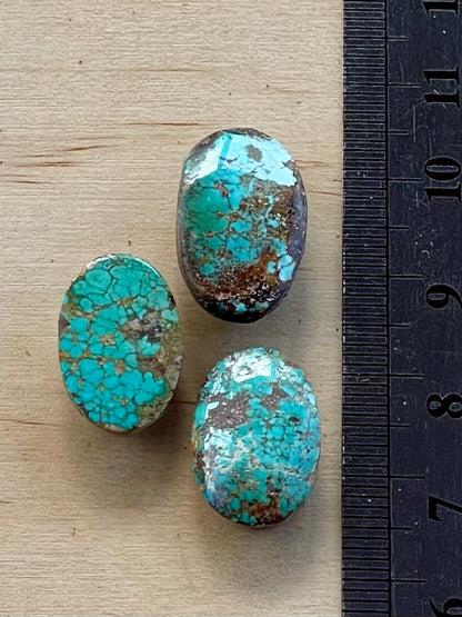 3 Natural Persian Turquoise Stones, Spiderweb – Neishabour Mine, Iran, Not-stabilized (#N60)
