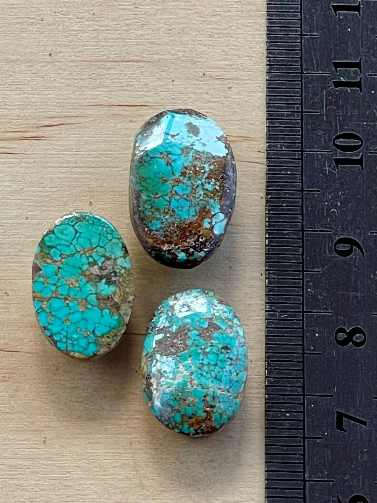 3 Natural Persian Turquoise Stones, Spiderweb – Neishabour Mine, Iran, Not-stabilized (#N60)