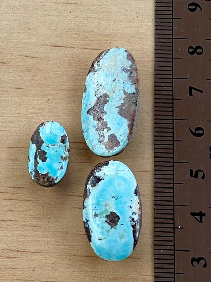 3 Natural Persian Turquoise Stones – Neishabour Mine, Iran, Not-stabilized (#N61)