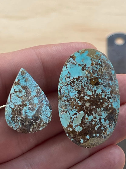 2 Large Natural Persian Turquoise Stones – Neishabour Mine, Iran, Not-stabilized (#N64)