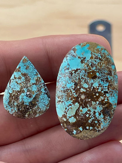2 Large Natural Persian Turquoise Stones – Neishabour Mine, Iran, Not-stabilized (#N64)
