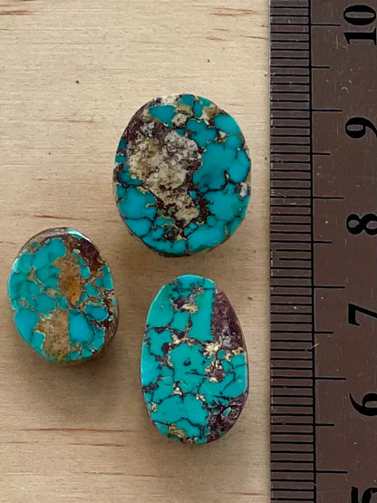 3 Amazing and Rare Green Persian Turquoise Stones – Neishabour Mine, Iran, Not-stabilized, Naural (#N66)