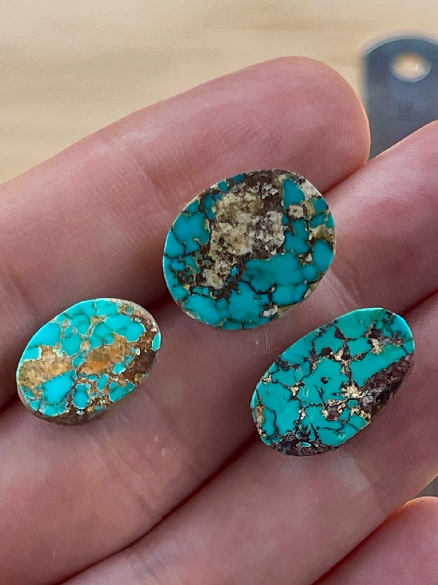 3 Amazing and Rare Green Persian Turquoise Stones – Neishabour Mine, Iran, Not-stabilized, Naural (#N66)