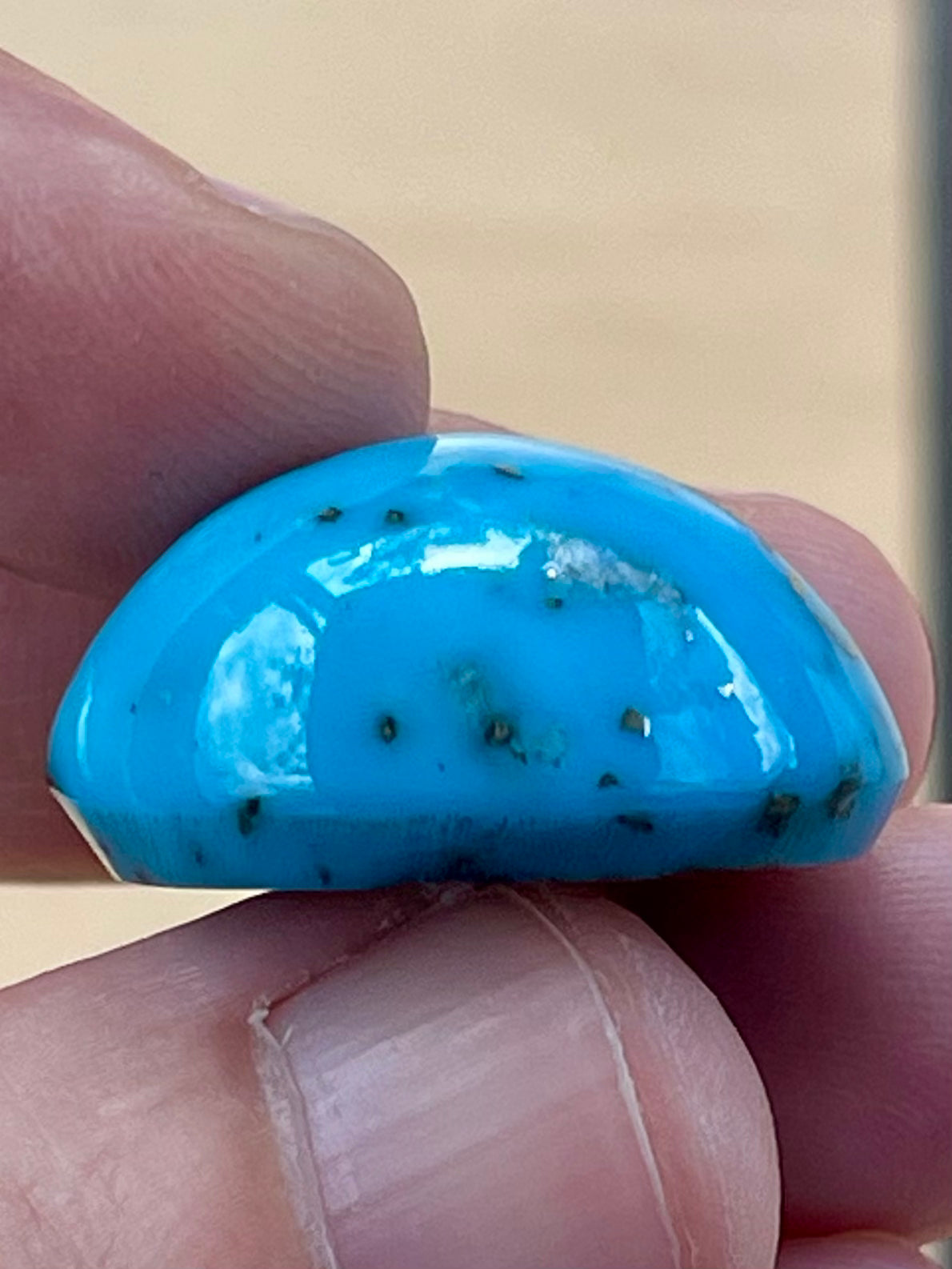 ✨ A Stunning Iranian Turquoise Cabochons – With Golden Pyrite Kerman Mine - Iran ✨ (#K49)