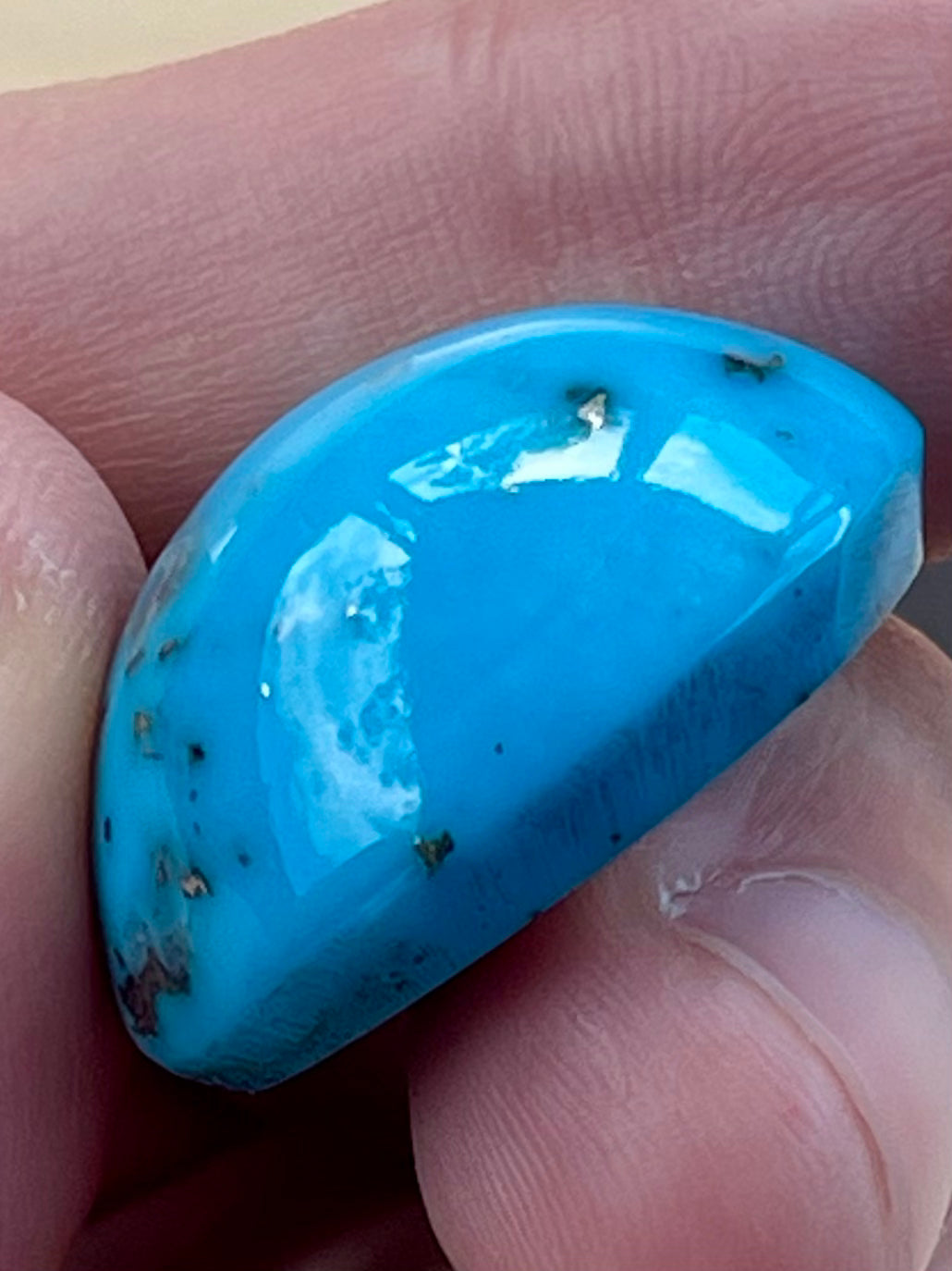 ✨ A Stunning Iranian Turquoise Cabochons – With Golden Pyrite Kerman Mine - Iran ✨ (#K49)