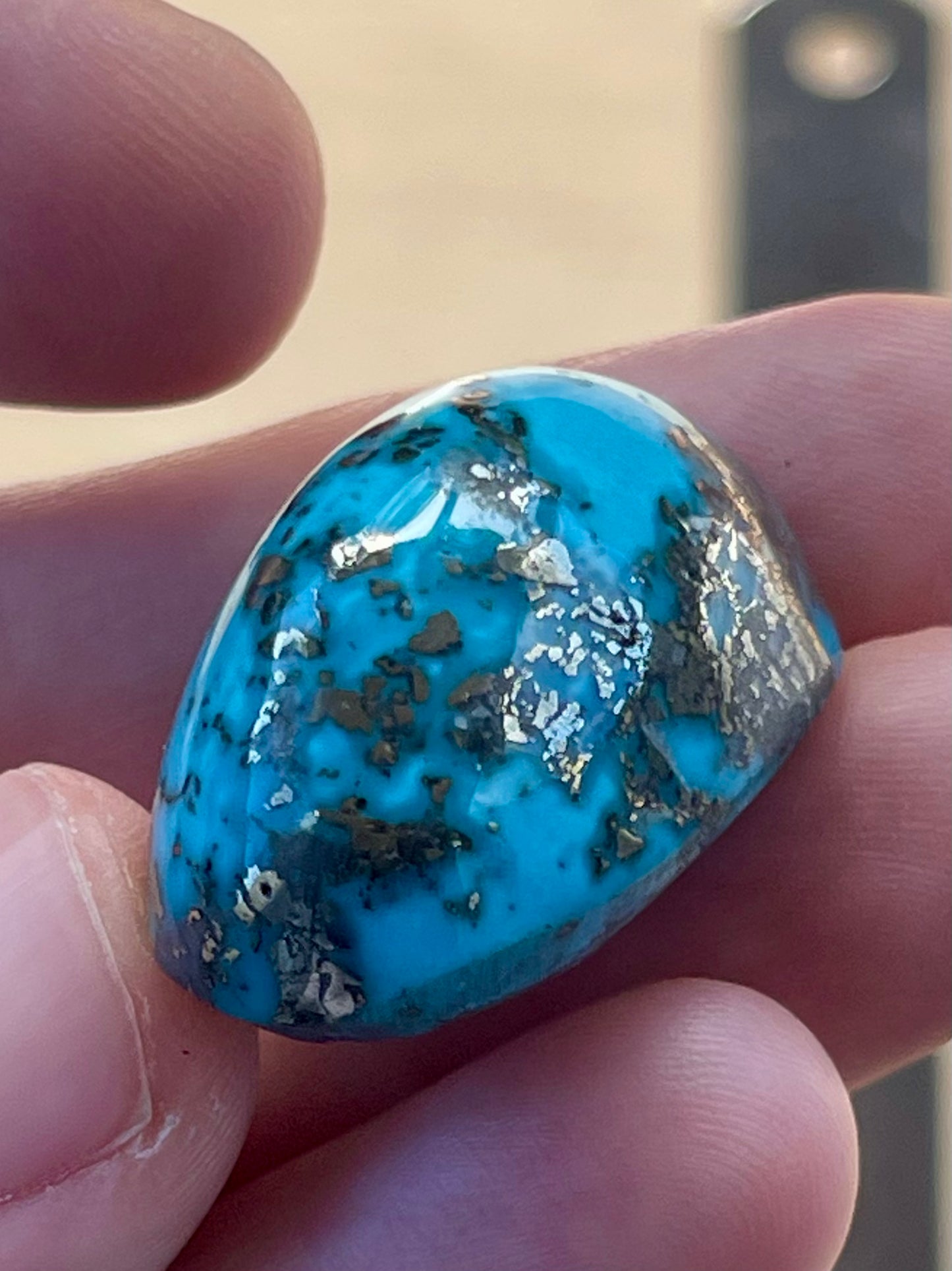 ✨ A Stunning Iranian Turquoise UnusuaL Cabochons – With Golden Pyrite Kerman Mine - Iran ✨ (#K53)