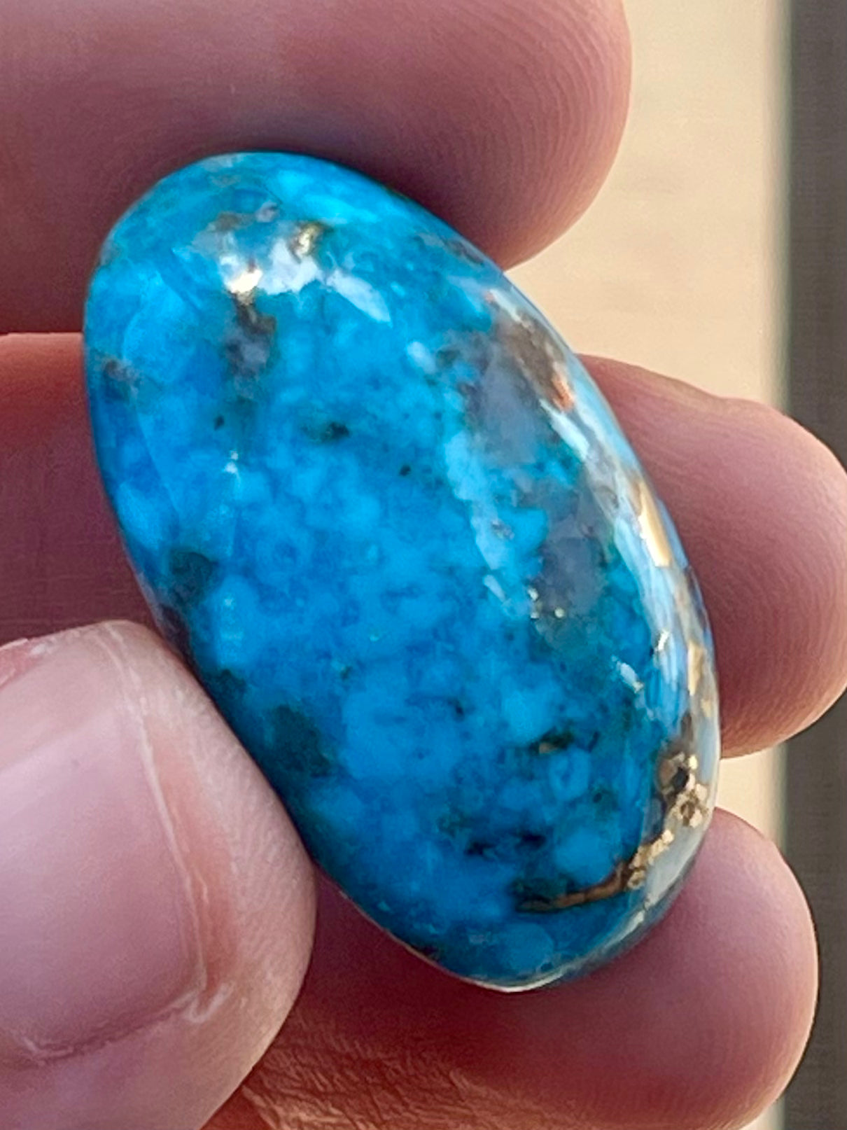 ✨ A Lovely Iranian Turquoise Cabochon – With Golden Pyrite Kerman Mine - Iran ✨ (#K54)