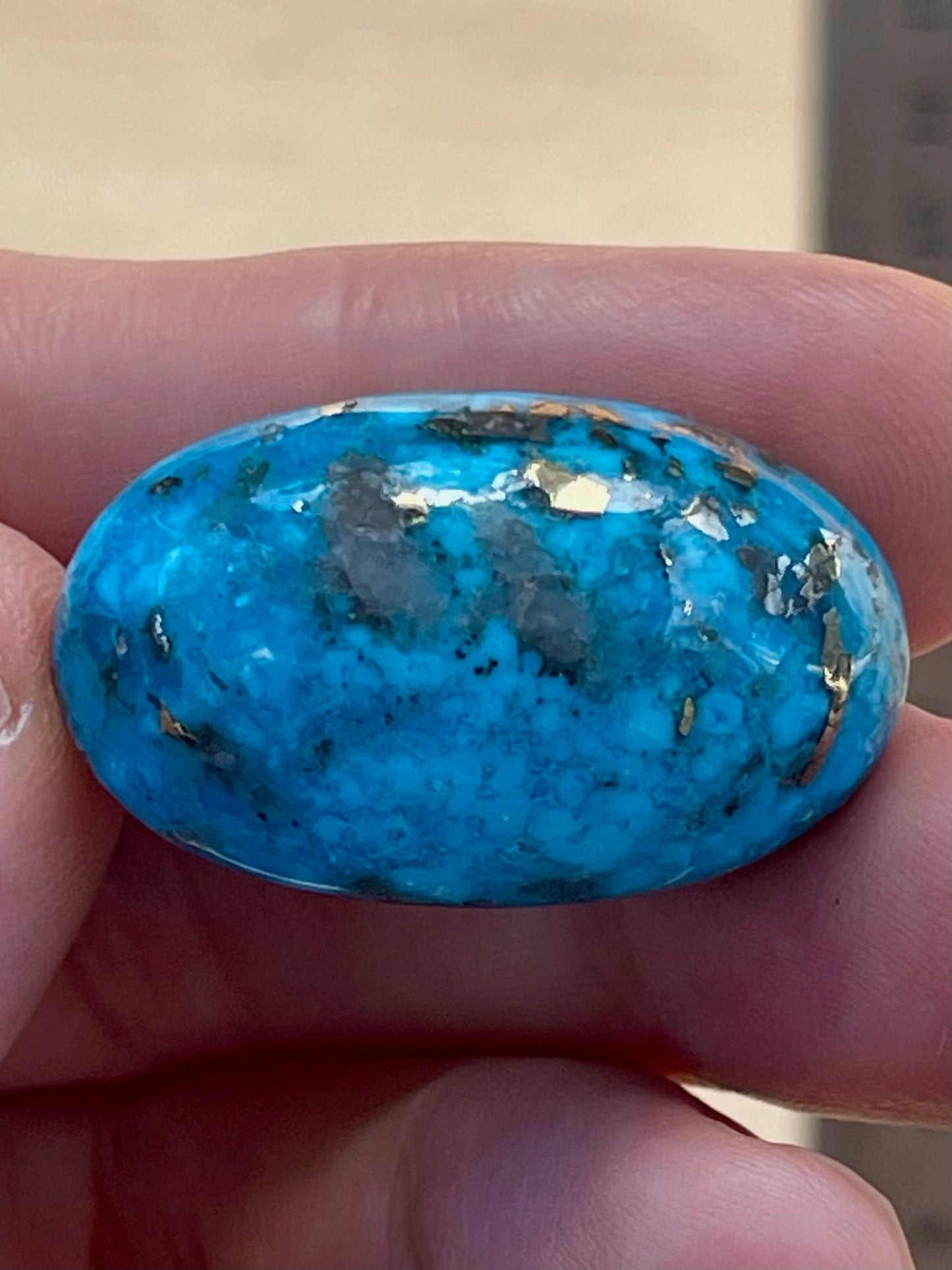 ✨ A Lovely Iranian Turquoise Cabochon – With Golden Pyrite Kerman Mine - Iran ✨ (#K54)