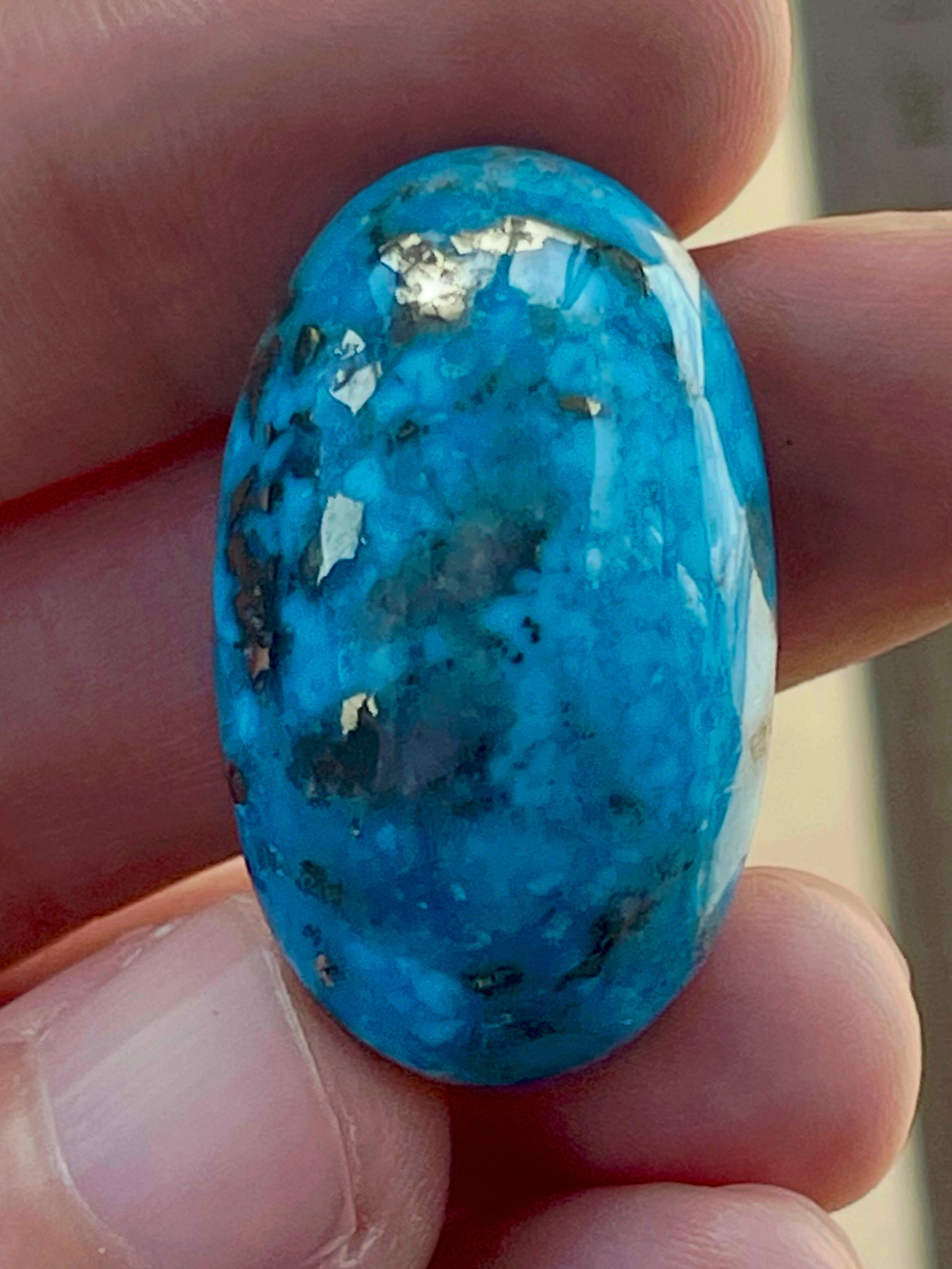 ✨ A Lovely Iranian Turquoise Cabochon – With Golden Pyrite Kerman Mine - Iran ✨ (#K54)