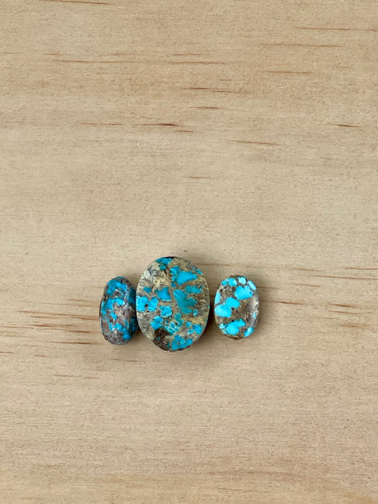 Pack of Three Natural Persian Turquoise From Neishabour Mine, Iran. #N1