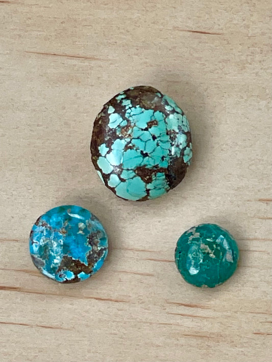 3 Amazing Natural Persian Turquoise Loose Stones From Neishabour Mine, Iran. Not-stabilised #N9
