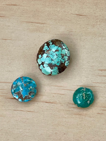 3 Amazing Natural Persian Turquoise Loose Stones From Neishabour Mine, Iran. Not-stabilised #N9