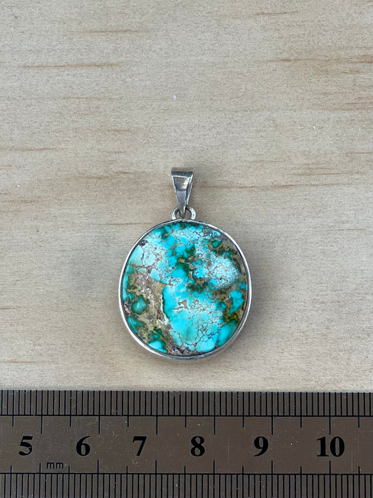 Persian Turquoise Silver Pendant From Neishabour Mine, Iran. Natural, Not-stabilised #P1