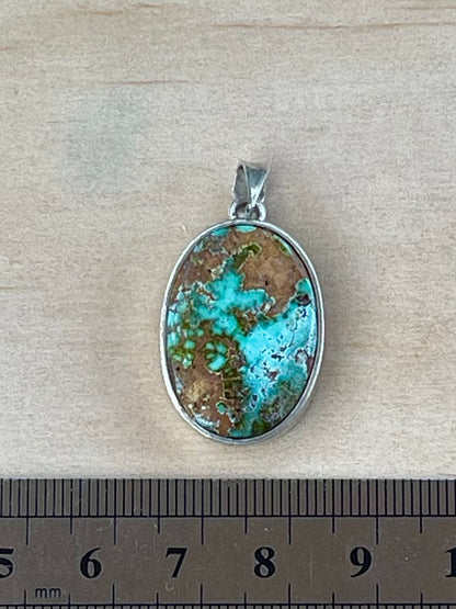Persian Turquoise Silver Pendant From Neishabour Mine, Iran. Natural, Not-stabilised #P2