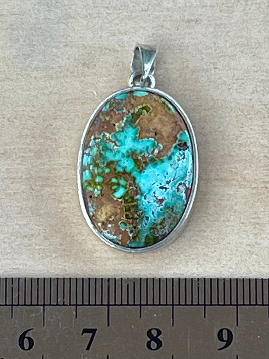 Persian Turquoise Silver Pendant From Neishabour Mine, Iran. Natural, Not-stabilised #P2