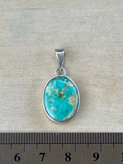 Persian Turquoise Silver Pendant From Neishabour Mine, Iran. Natural, Not-stabilised #P3
