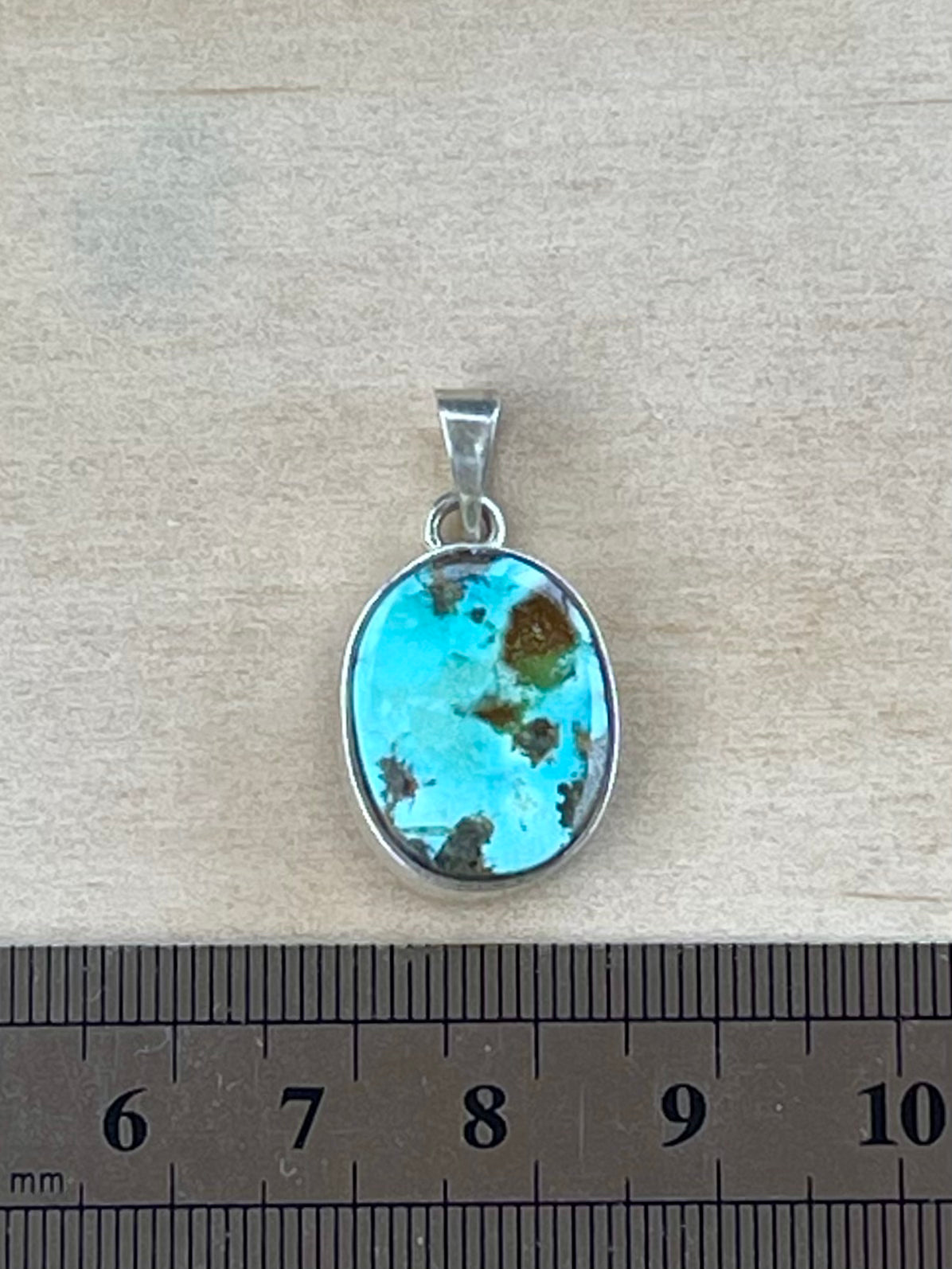 Persian Turquoise Silver Pendant From Neishabour Mine, Iran. Natural, Not-stabilised #P5