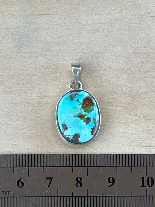 Persian Turquoise Silver Pendant From Neishabour Mine, Iran. Natural, Not-stabilised #P5