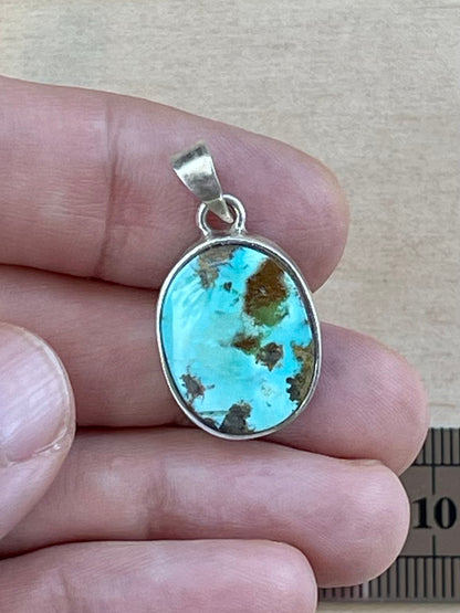 Persian Turquoise Silver Pendant From Neishabour Mine, Iran. Natural, Not-stabilised #P5