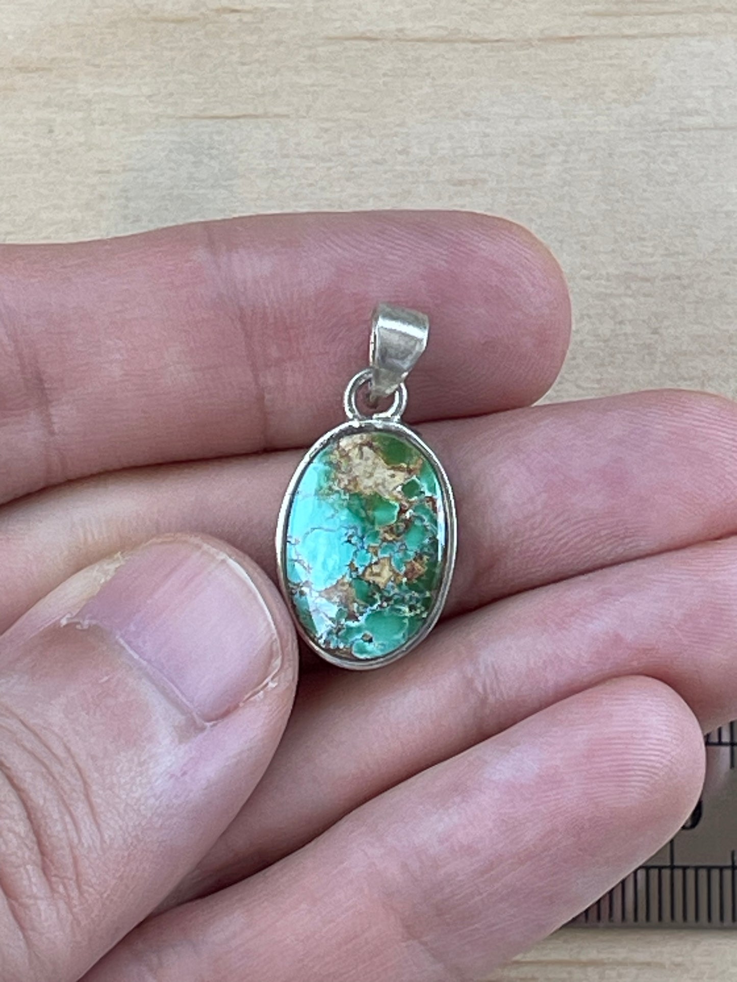 Persian Turquoise Silver Pendant From Neishabour Mine, Iran. Natural, Not-stabilised #P6