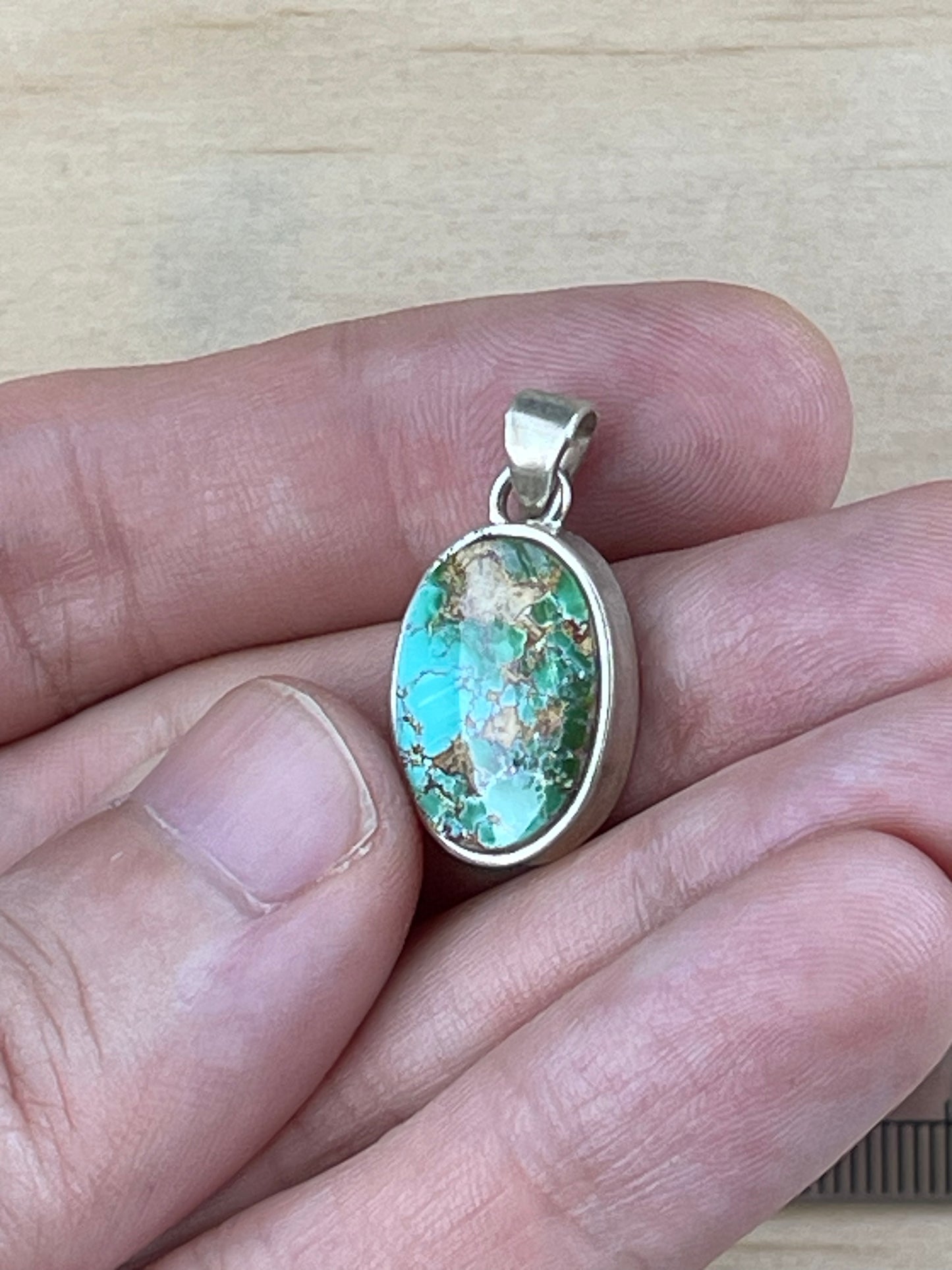 Persian Turquoise Silver Pendant From Neishabour Mine, Iran. Natural, Not-stabilised #P6