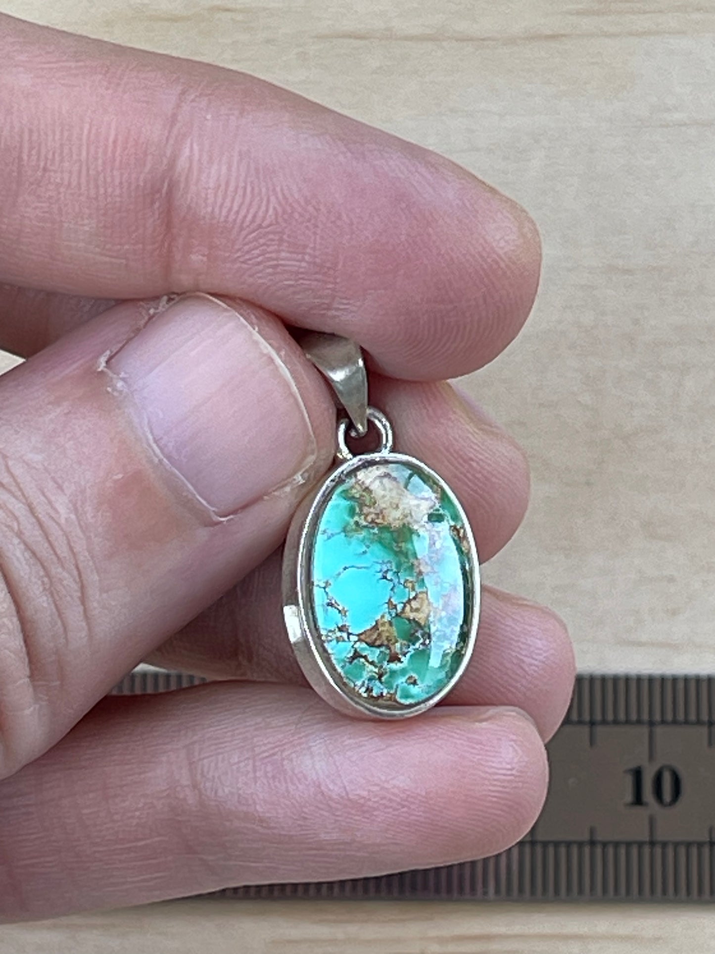 Persian Turquoise Silver Pendant From Neishabour Mine, Iran. Natural, Not-stabilised #P6