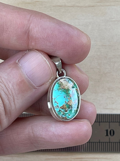 Persian Turquoise Silver Pendant From Neishabour Mine, Iran. Natural, Not-stabilised #P6