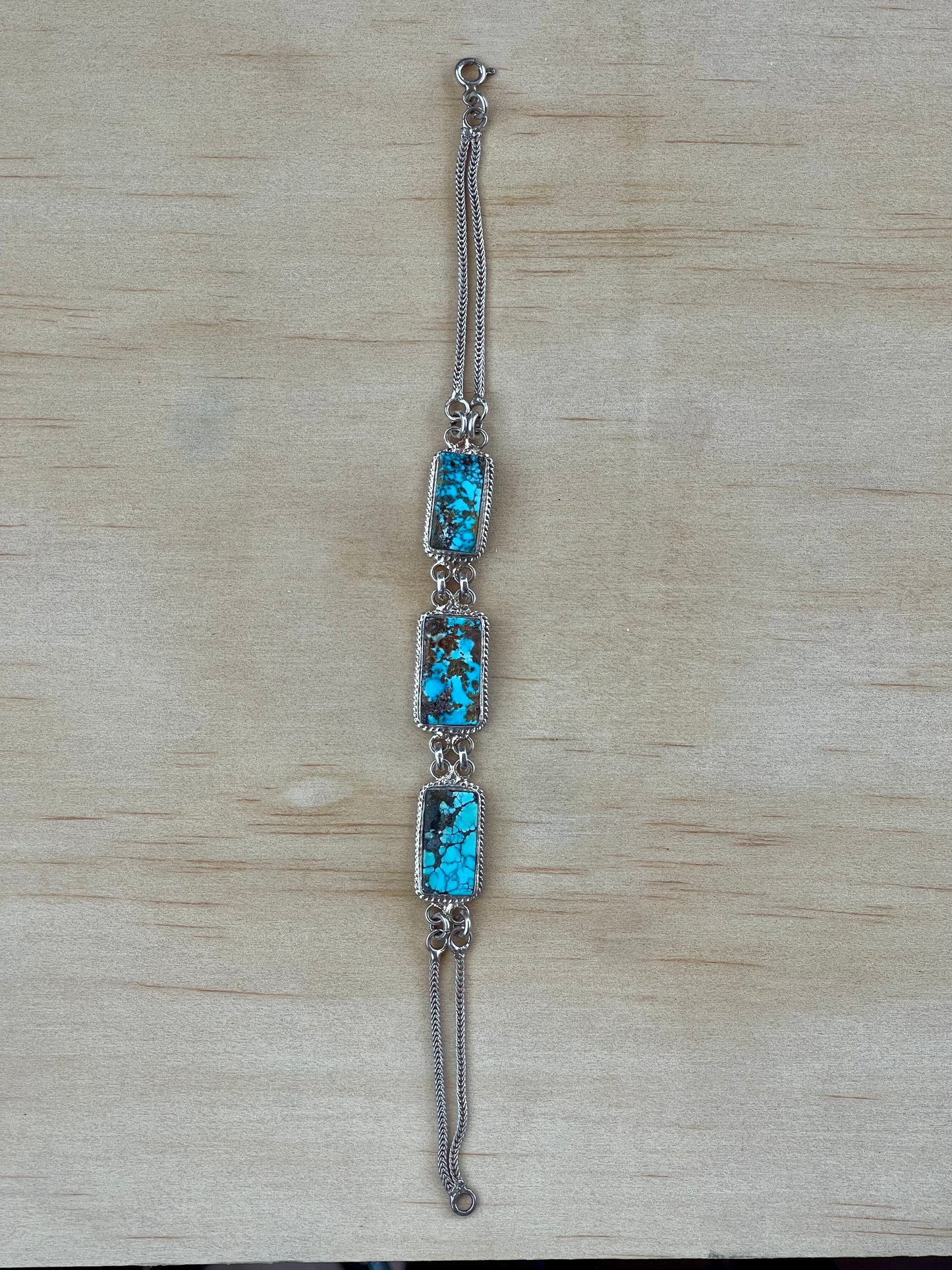 A Stunning Persian Turquoise Silver Bracelet From Neishabour Mine, Iran. Natural, Not-stabilised #B1