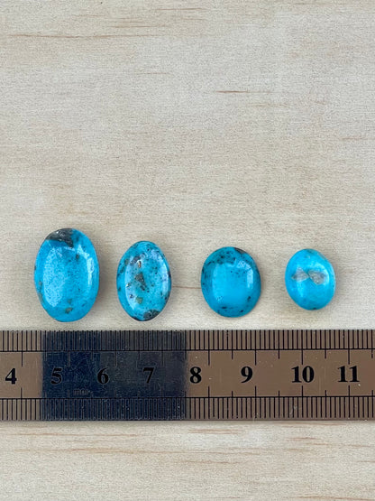 Four 4 Turquoise Cabochon Stones from Kerman Mine, Iran.  #K8