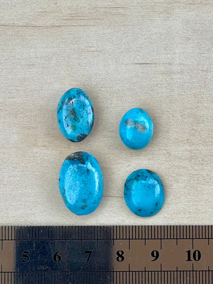 Four 4 Turquoise Cabochon Stones from Kerman Mine, Iran.  #K8