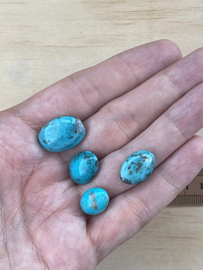 Four 4 Turquoise Cabochon Stones from Kerman Mine, Iran.  #K8