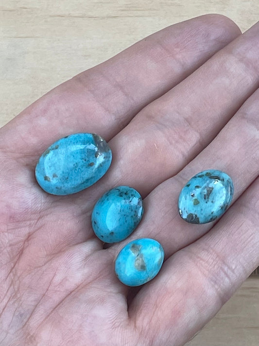 Four 4 Turquoise Cabochon Stones from Kerman Mine, Iran.  #K8